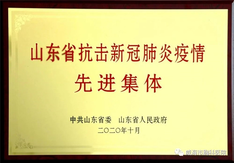 2020.10--山东省抗击新冠肺炎疫情先进集体